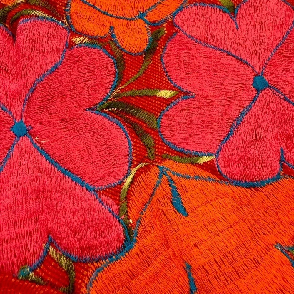 Mexican floral embroidered pillow cover